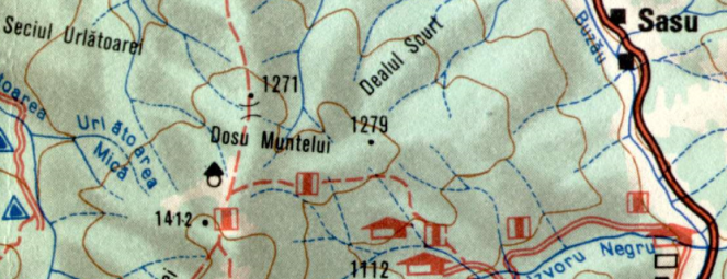 Dosu Muntelui pe Harta din Colecția Munții Noștri (1977).